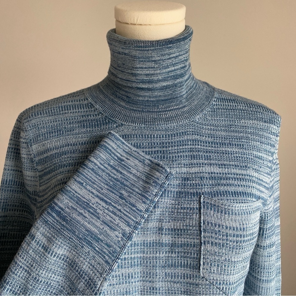 Bottega Veneta Turtleneck Sweater 100% Wool Blue Made in Italy Size 44